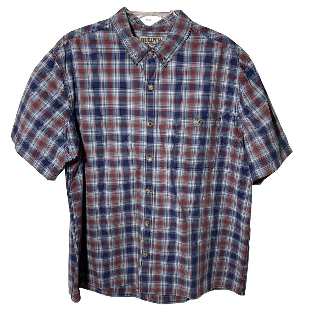 Duluth Trading Company BBQ Shirt Short Sleeve Relaxed Fit Button Down Oversized